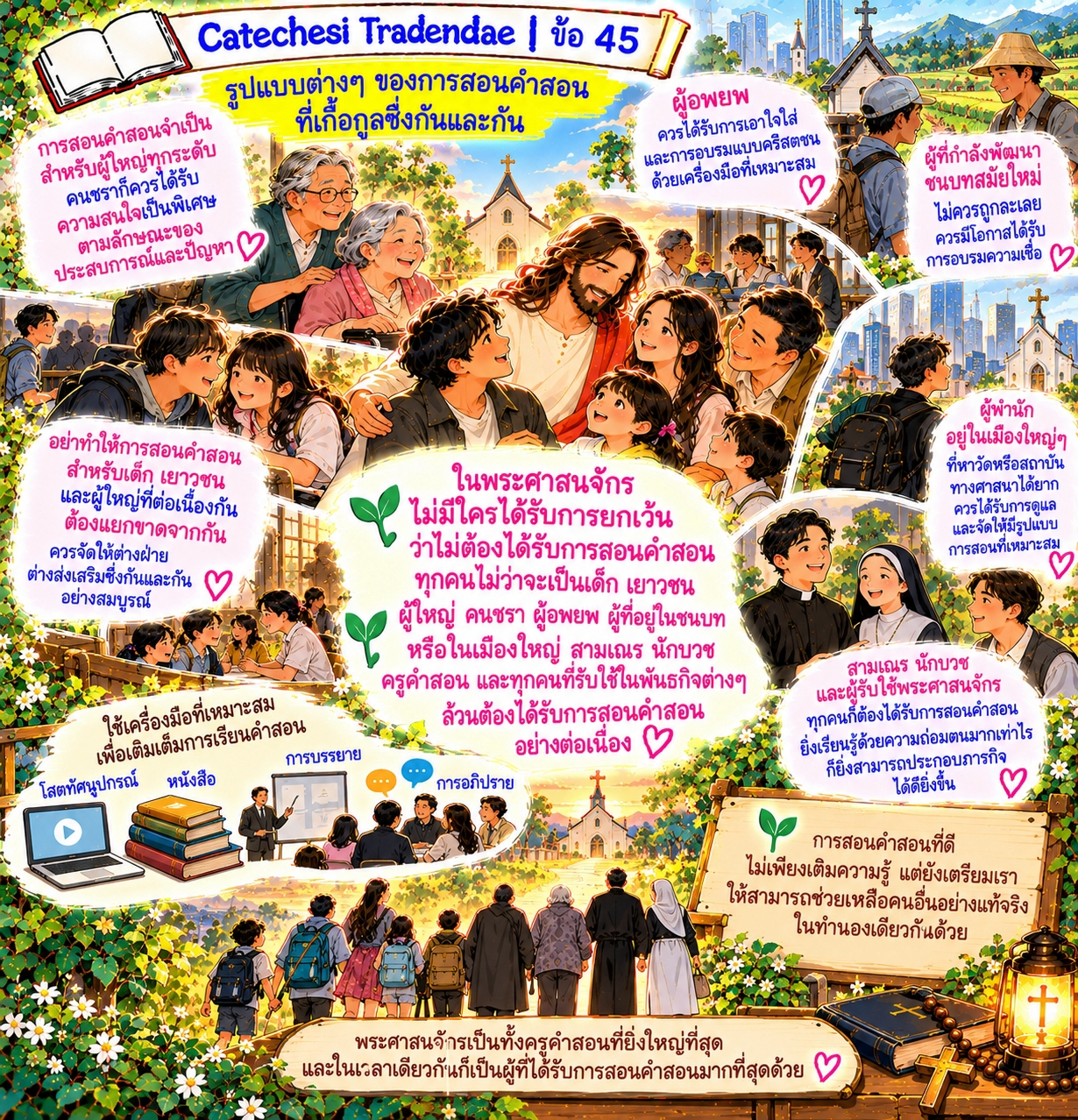 Catechesi Tradendae | ข้อ 45 รูปแบบต่าง ๆ ของการสอนคำสอนที่เกื้อกูลซึ่งกันและกัน