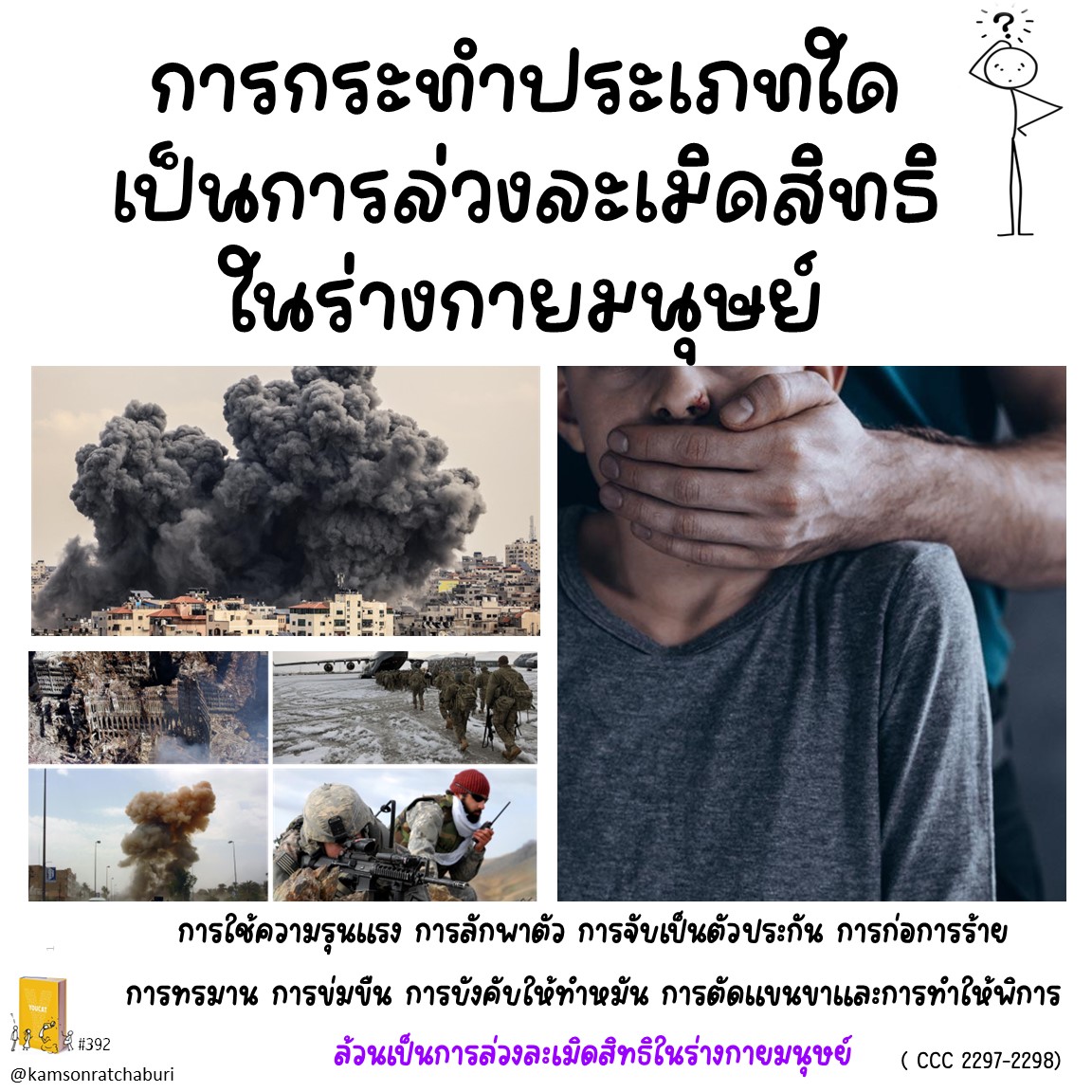 การกระทำประเภทใด ที่เป็นการล่วงละเมิดสิทธิในร่างกายมนุษย์ ?