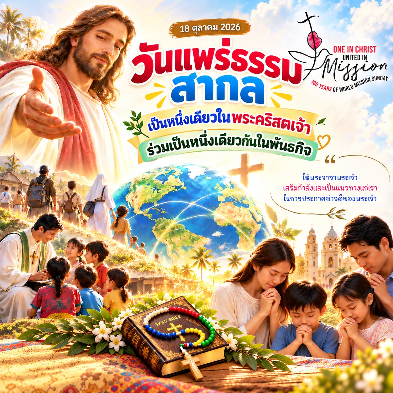 วันแพร่ธรรมสากล - เป็นหนึ่งเดียวในพระคริสตเจ้า รวมเป็นหนึ่งเดียวกันในพันธกิจ